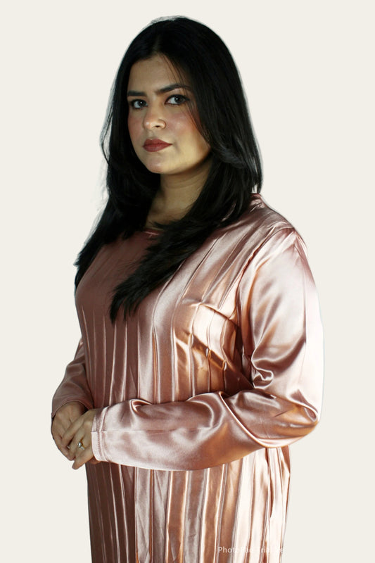 Pleated Satin Maxi Dress