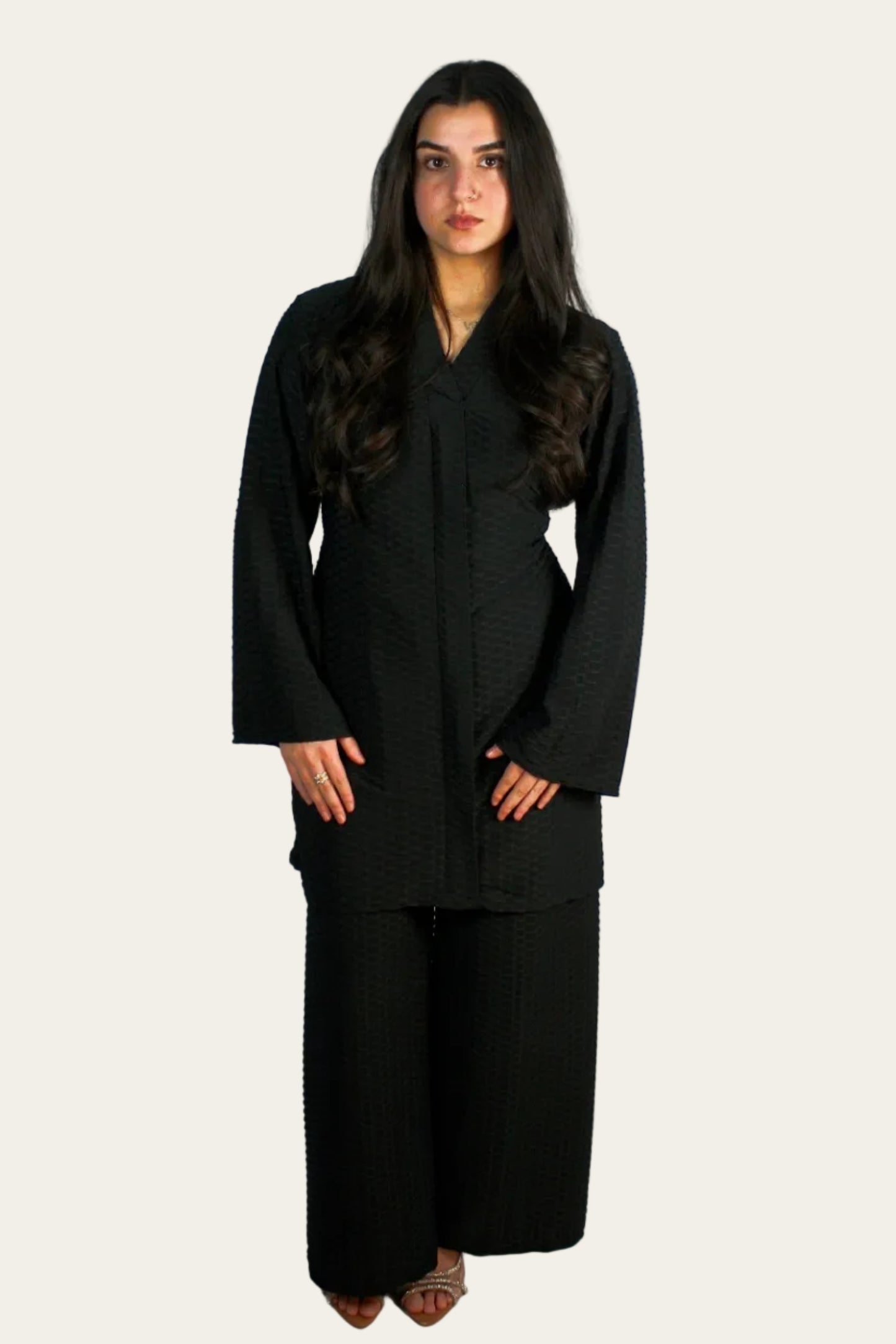 Waffle Mid-length Co-ord with belt