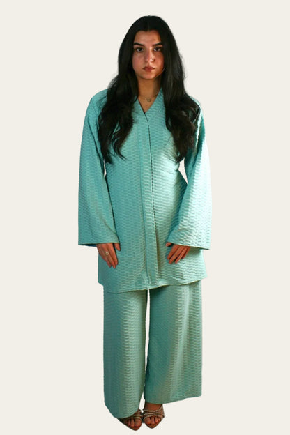 Waffle Mid-length Co-ord with belt