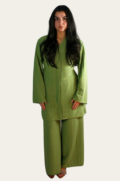 Waffle Mid-length Co-ord with belt