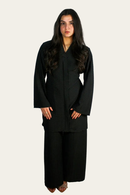 Waffle Mid-length Co-ord with belt