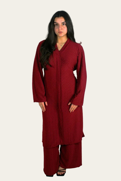 Waffle Long-length Co-ord with side slit
